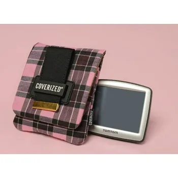 Ochrana fotoaparátu a videokamery Coverized JACK brašna na GPS / digitální fotoaparát, růžový tartan