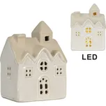 Béžový keramický svítící LED domek - 9*6*12 cm 238559974