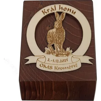 Dřevěná plaketa hnědá Král honu nebo naháňky zajíc