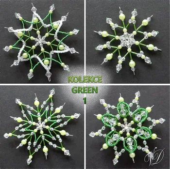 Vánoční ozdoba Vánoční hvězdy z korálků - Kolekce Green 1 (422,423,426,428) (PEVNÉ A NEREZ) Christmas bead decorations (Vánoční hvězda z korálků - Korálková hvězdička a vločka - Hvězdy a hvězdičky z korálků - Christmas bead star)