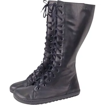 Dámská sportovní obuv Dámské vysoké barefoot kozačky HOY černá, podšívky kožené, vyšší podešev 40