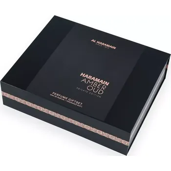 Kosmetická sada Al Haramain Amber Oud Private Edition dárková sada unisex parfémovaná voda 75 ml + parfémovaná voda 30 ml + tělová mlha 200 ml