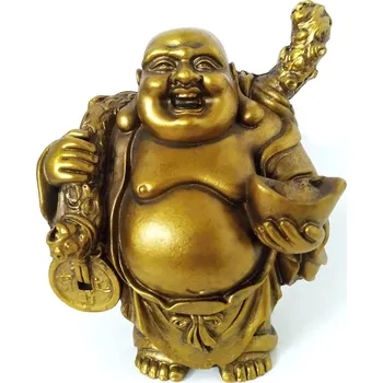Soška Buddha bohatství 2 Zlatý / 12cm