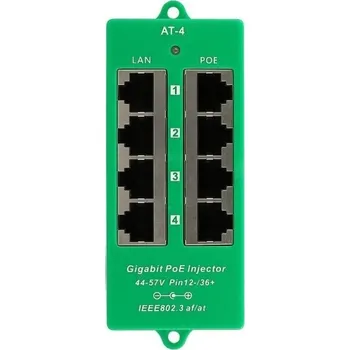 Routerboard POE injektor aktivní - 4x 1Gb/s, stíněný, svorkovnice, 802.3af/at INJ-PAN4-GB-AF/AT