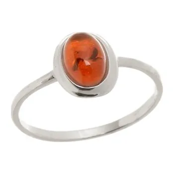 Prsten Dámský stříbrný prsten s Jantarem STRP0641F + dárek zdarma