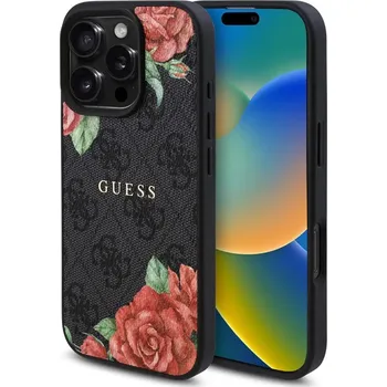Pouzdro na mobilní telefon Guess Hardcase 4G Flower Print MagSafe iPhone 16 Pro Max černá