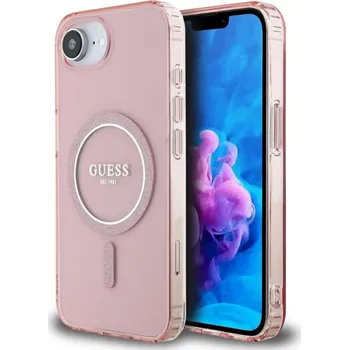 Pouzdro na mobilní telefon Guess IML Glitter Circle MagSafe GUHMPSE4HFGEREP iPhone 16e růžová