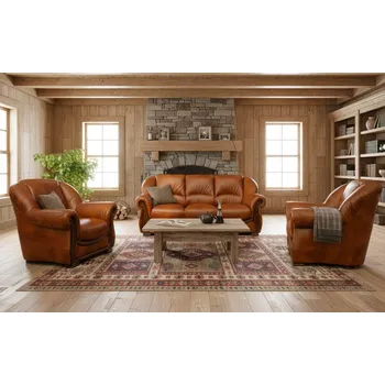 Sedací souprava Askont Celokožená sedací souprava Harward 3+1+1 brown