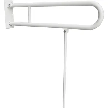 Madlo do koupelny HELP: Madlo, 850 mm, ve tvaru U, sklopné, s opěrnou nohou, bez krytky, bílá