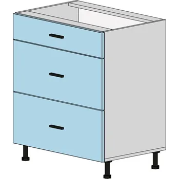 Kuchyňská skříňka Slevadoma Spodní skříňka E-70-3NA MDF Barva dvířek: bílá, Barva korpusu: šedá, Sklo: krizet