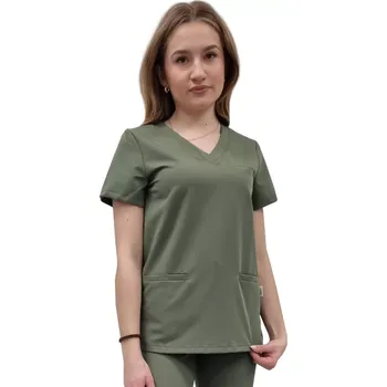 Zdravotnický oděv Dámská lékařská blůza olivová – BASIC PREMIUM (3XL)