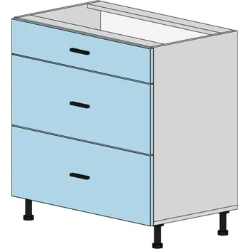 Kuchyňská skříňka Slevadoma Spodní skříňka E-80-3NA MDF Barva dvířek: bílá, Barva korpusu: antracit, Sklo: krizet