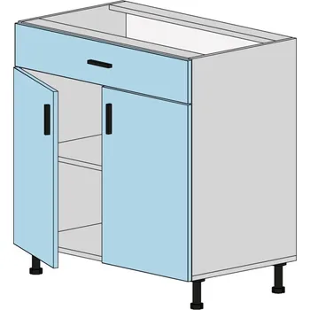 Kuchyňská skříňka Slevadoma Spodní skříňka E-80-1NA MDF Barva dvířek: káva, Barva korpusu: dub tacho, Sklo: krizet