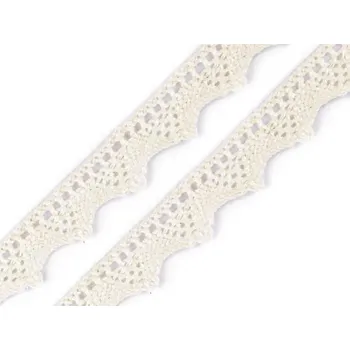 Stuha Krajková stuha 18mm Světle béžová (Bavlněná krajka paličkovaná šíře 18 mm)