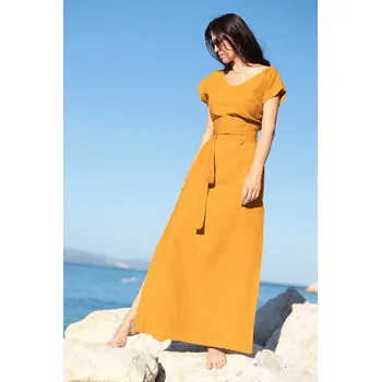 Dámské šaty Lotika Dlouhé 100% lněné autorské šaty Lotika 1010835