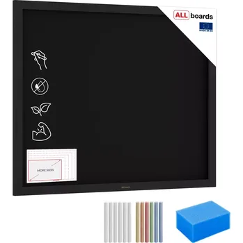 Allboards Černá křídová tabule 100×80 cm – ČERNÝ lakovaný dřevěný rám + DÁREK, TB108BK