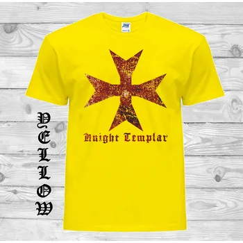 levne-bavlnene-tricko-potisk-znak-Templáři Barva: Yellow - žlutá, velikost: XS