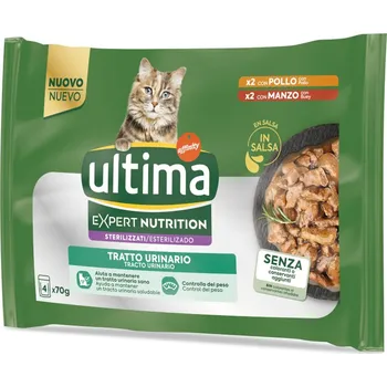 Krmivo pro kočku 4x70g Ultima Cat Expert Nutrition Urinary Chicken & Beef mokré krmivo pro kočky