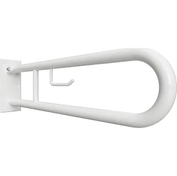 Madlo do koupelny HELP: Madlo, 750 mm, ve tvaru U, s držákem TP, sklopné, bez krytky, bílá