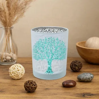 Svícen Svícen skleněný matný -Strom života