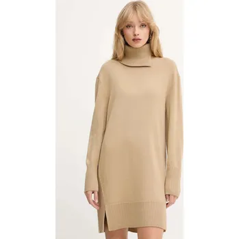 Dámské šaty Šaty s příměsí vlny BOSS Orange C_Feringatessa 50550493 béžová 80X, vel. XL