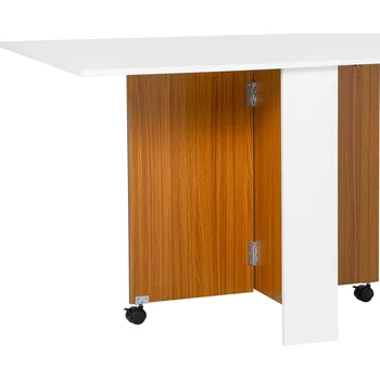 Jídelní stůl HOMCOM Rozkládací jídelní stůl Rozkládací jídelní stůl, mobilní, moderní design, 120 cm x 80 cm x 73 cm, teak + bílá barva