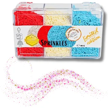 Jedlá dekorace na dort Cukrové tyčinky bílé, červené a modré (90 g) ♡