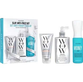 Kosmetická sada Color WOW Slay Anti-Frizz Color WOW Color Security Shampoo bezsulfátový šampon pro chemicky ošetřené vlasy 75 ml + Color WOW Money Mist bezoplachový hydratační kondicionér ve spreji pro tepelnou úpravu vlasů 150 ml + Color WOW Dream Coat Supernatural Spra