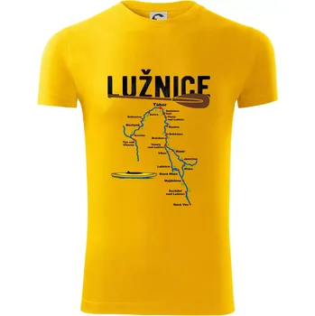 Pánské tričko Mapa řeky Lužnice - Viper FIT - Pánské zůžené tričko - S ( Žlutá )