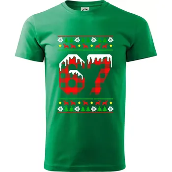 Pánské tričko 67 vánoční motiv - Klasické pánské triko vyšší gramáže - 4XL ( Středně zelená )