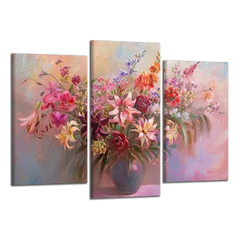 Obraz Obraz na plátně Zátiší s kyticí ve váze , třídílný 4221CX