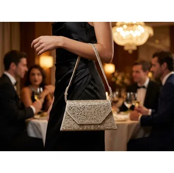 Kabelka Bestini Royal Midnight Gloss – elegantní večerní kabelka - Zlatá