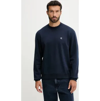 Pánská mikina Bavlněná mikina Calvin Klein Jeans pánská, tmavomodrá barva, hladká, LV04RC296G 59X, vel. S