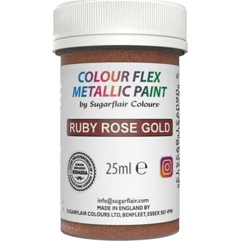 Gelová barva metalická ruby rose 25ml - Sugarflair | Cukrářské potřeby