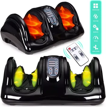Masážní přístroj Elektrický masážní přístroj na chodidla a lýtka s vyhříváním, 4 režimy, dálkové ovládání 40 W MODERNHOME
