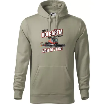 Pánská mikina Stát se rolbařem nebyla moje volba, mám to v krvi - Mikina pánská Cape s kapucí - 5XL ( Light khaki )