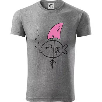Pánské tričko Drsná ryba - Viper FIT - Pánské zůžené tričko - M ( Tmavě šedý melír )