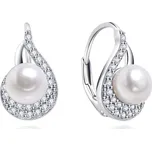 Stříbrné náušnice s perlou a zirkony
