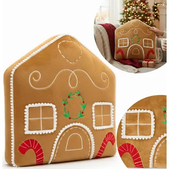 Dekorativní polštářek Tvarovaný polštář PERNÍKOVÝ DOMEČEK - 35x25 cm