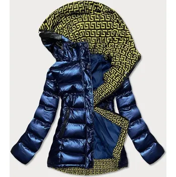 Dámská bunda Tmavě modrožlutá dámská prošívaná bunda s kapucí, odstíny modré XXL (44) i392_18546-48