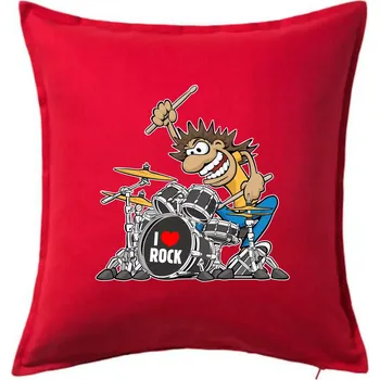 Polštář I love rock bubeník - Polštář 50x50 - 50x50 - Pouze potah ( Červená )