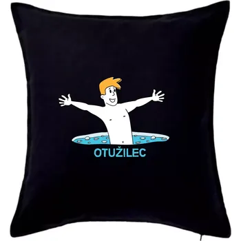 Polštář Otužilec - kreslený - Polštář 50x50 - 50x50 - Pouze potah ( Černá )