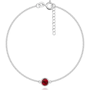 Náramek Náramek ze stříbra 925 - červený křišťál Swarovski, tenký řetízek