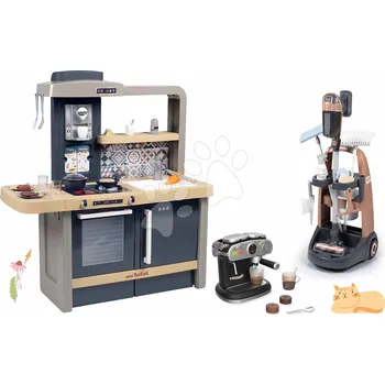 Hračka Set úklidový vozík s kuchyňkou a kávovarem Rowenta Trolley Upright Hoover Smoby se zvukem a tyčový vysavač