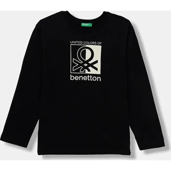 Dětské bavlněné tričko s dlouhým rukávem United Colors of Benetton 3ATNC10QU.G.Seasonal černá 99X, vel. 160