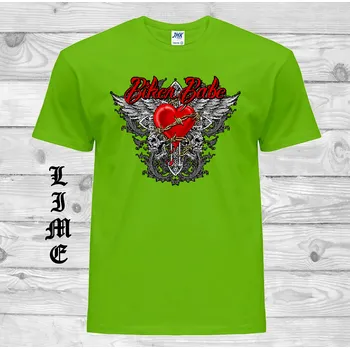 Pánské tričko levne-bavlnene-chopper-tricko-potisk-biker-srdce Barva: Lime - limetková, velikost: M