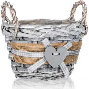 HOME DECOR Košík proutěný s uchy GRIS 14 x 10 cm, kulatý (HOME DECOR Košík proutěný s uchy GRIS 14 x 10 cm, kulatý)
