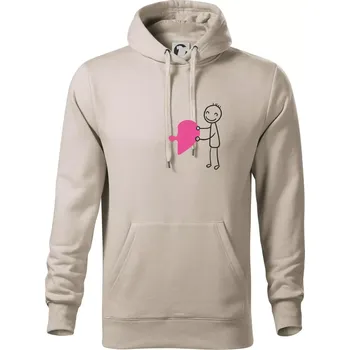 Pánská mikina Párová trička puzzle postavička - Mikina pánská Cape s kapucí - S ( Ledově šedá )