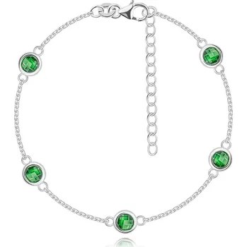 Náramek Náramek ze stříbra 925 - kulatý zelený zirkon, hladký okraj