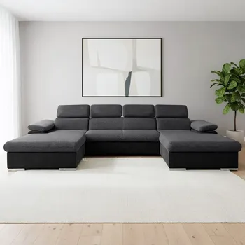 Obývací pokoj Sedací souprava COOL III | 191x350x191 cm | rozkládací + 2x úložný prostor | šedo černá 23/15